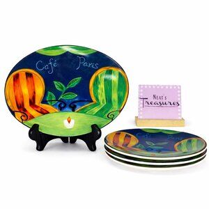 Vintage Furio CAFE 4914-46 Cafe Paris Oval 8.5" x 7.75" Salad Plates Set of 4